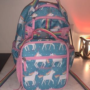 Used backpack from pottery barn + lunch box